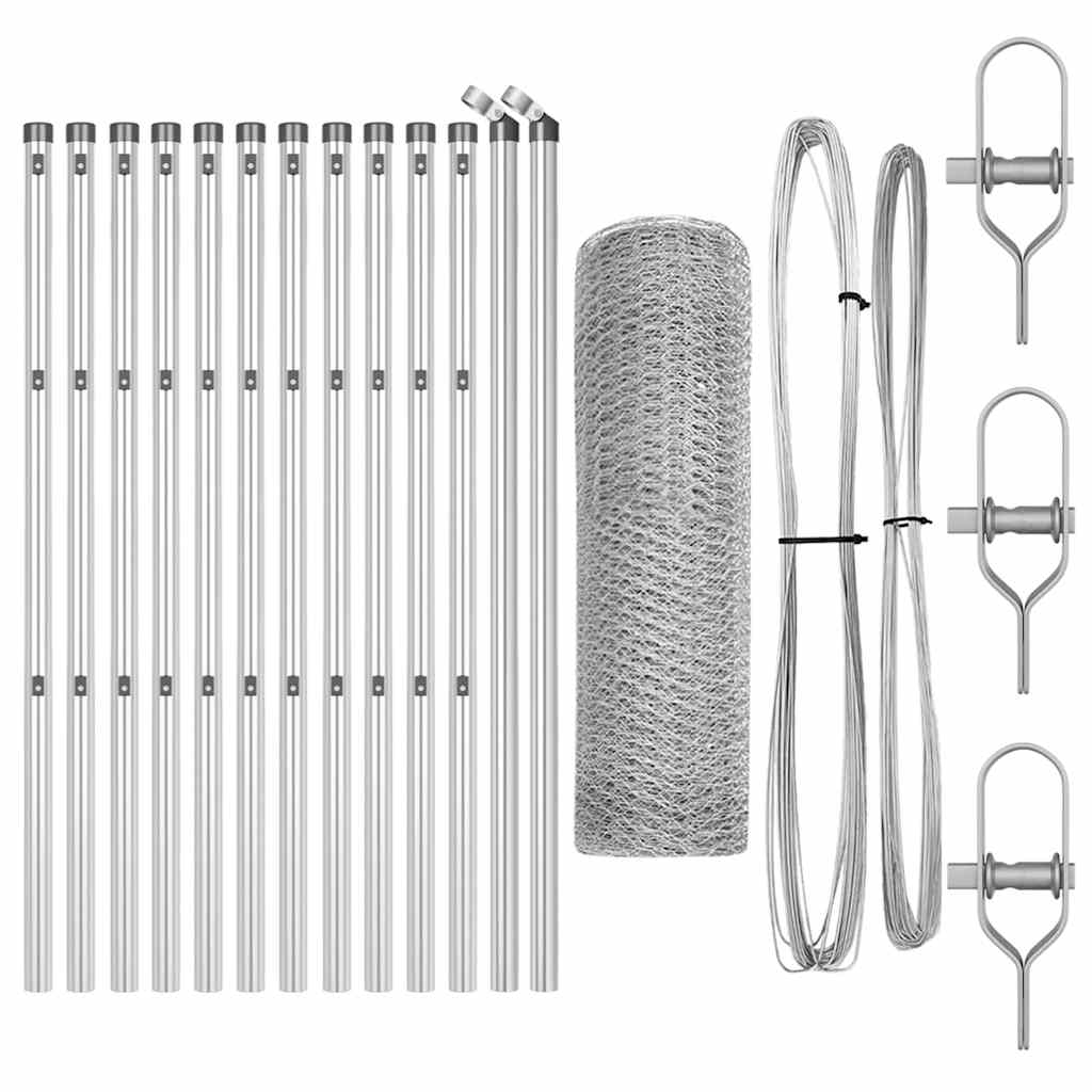 Vidaxl afrasteringspaal zilver 25 x 0,5 m (13 mm gaas) staal