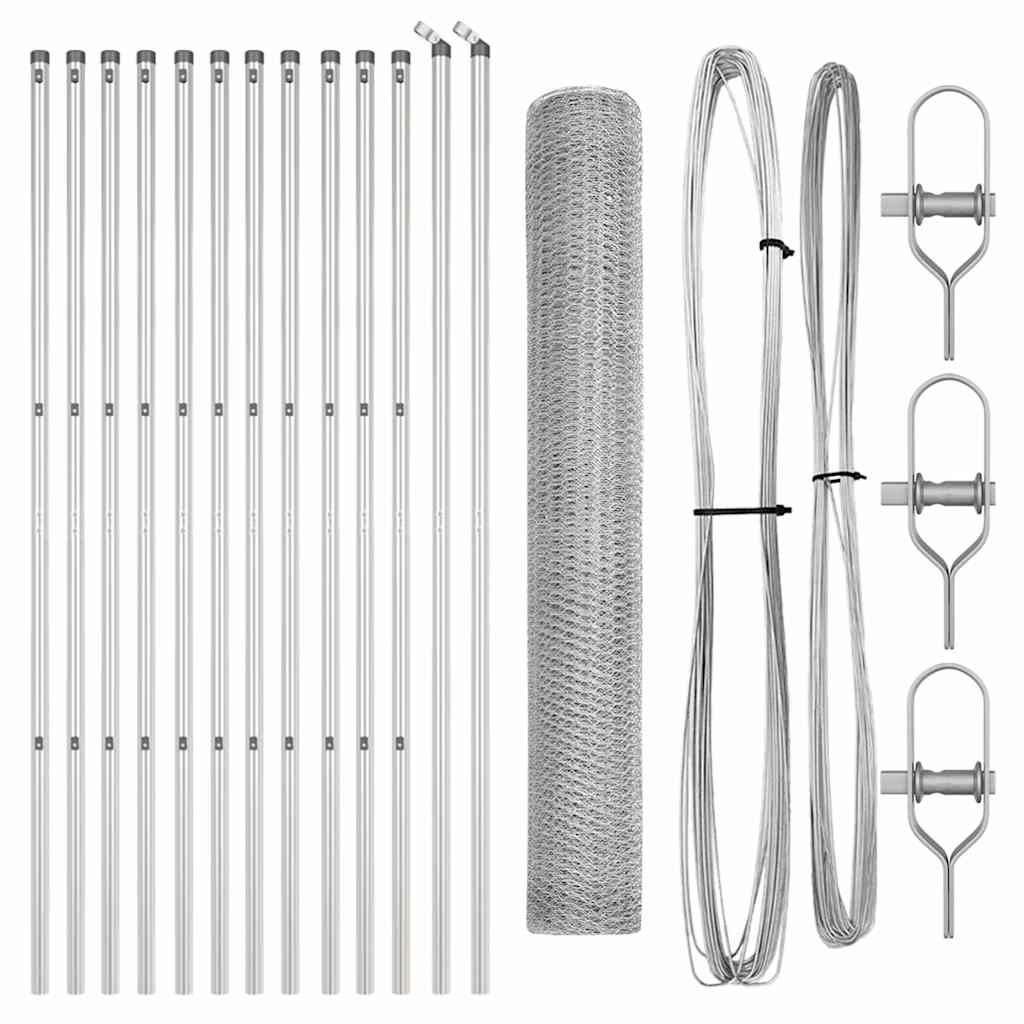 Vidaxl afrasteringspaal zilver 25 x 1 m (25 mm gaas) staal