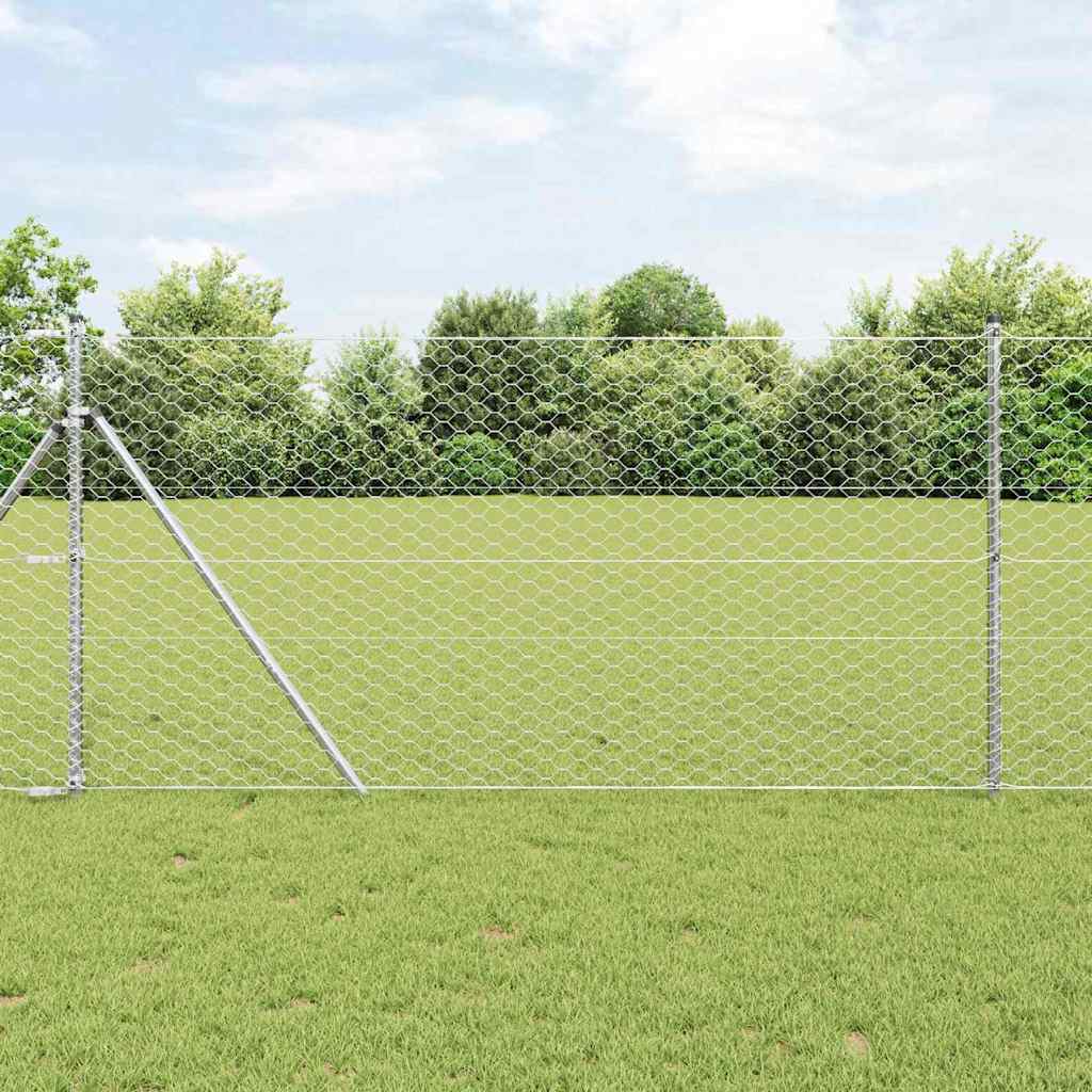Vidaxl afrasteringspaal zilver 25 x 1 m (50 mm gaas) staal