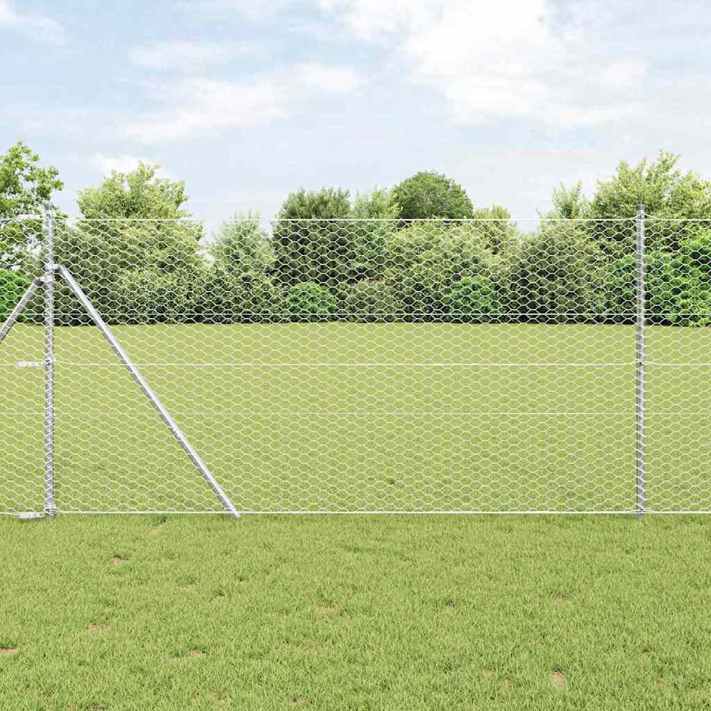 Vidaxl afrasteringspaal zilver 25 x 1,2 m (36 mm gaas) staal