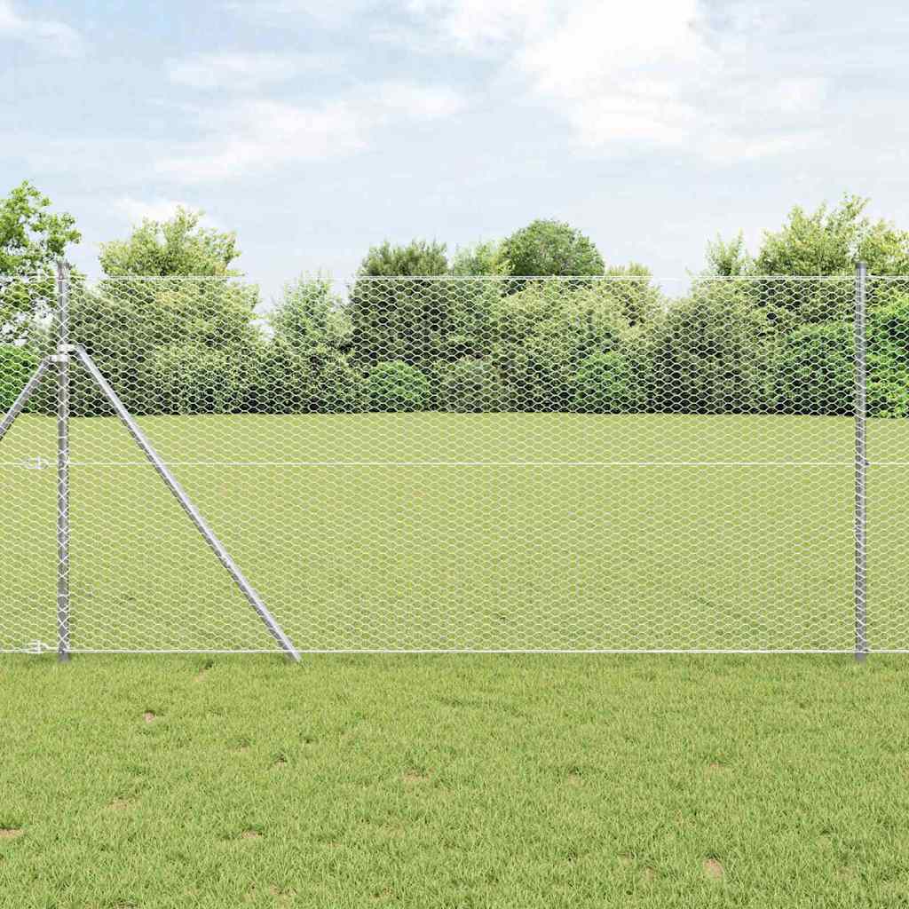 Vidaxl afrasteringspaal zilver 25 x 1,4 m (25 mm gaas) staal