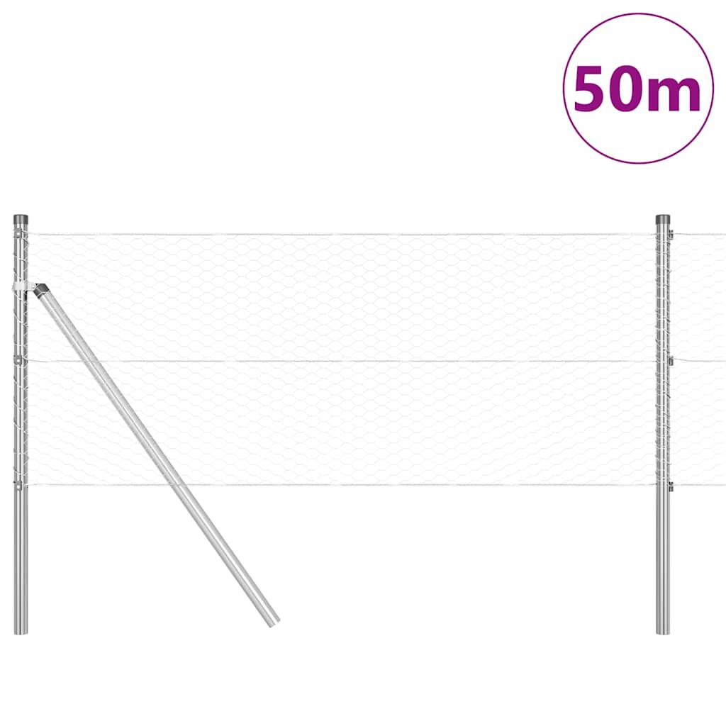 Vidaxl afrasteringspaal zilver 50 x 0,6 m (25 mm gaas) staal
