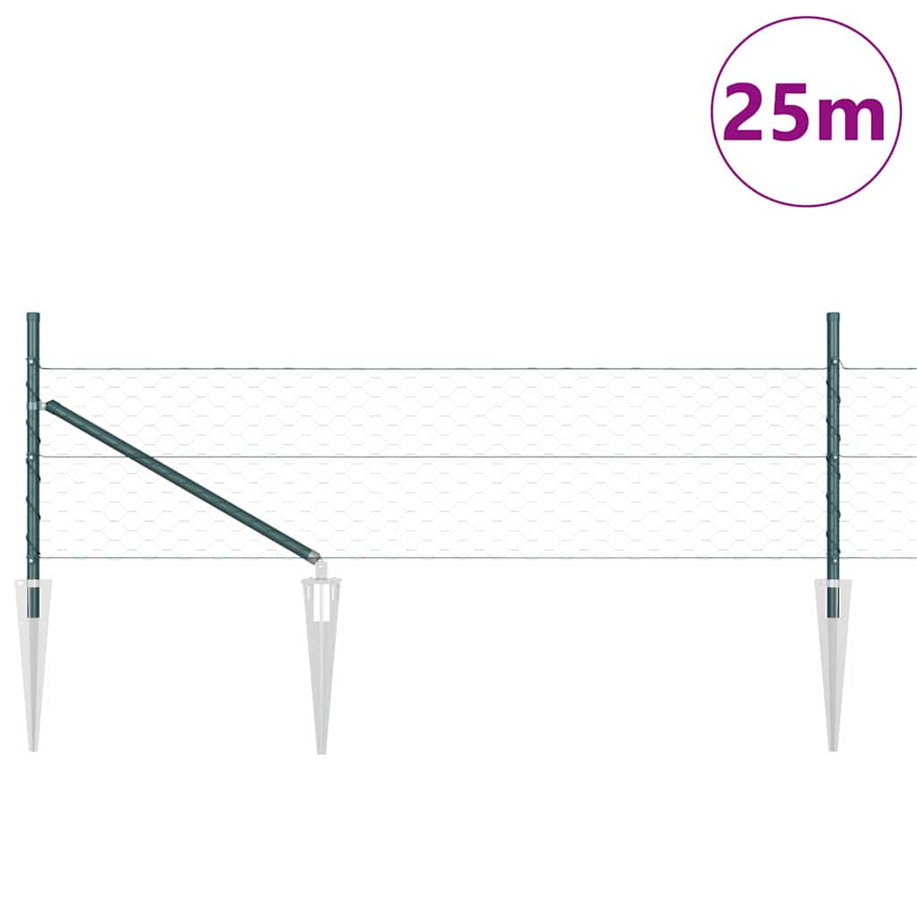 Vidaxl afrasteringspaal groen 25 x 0,4 m (50 mm gaas) staal en pvc