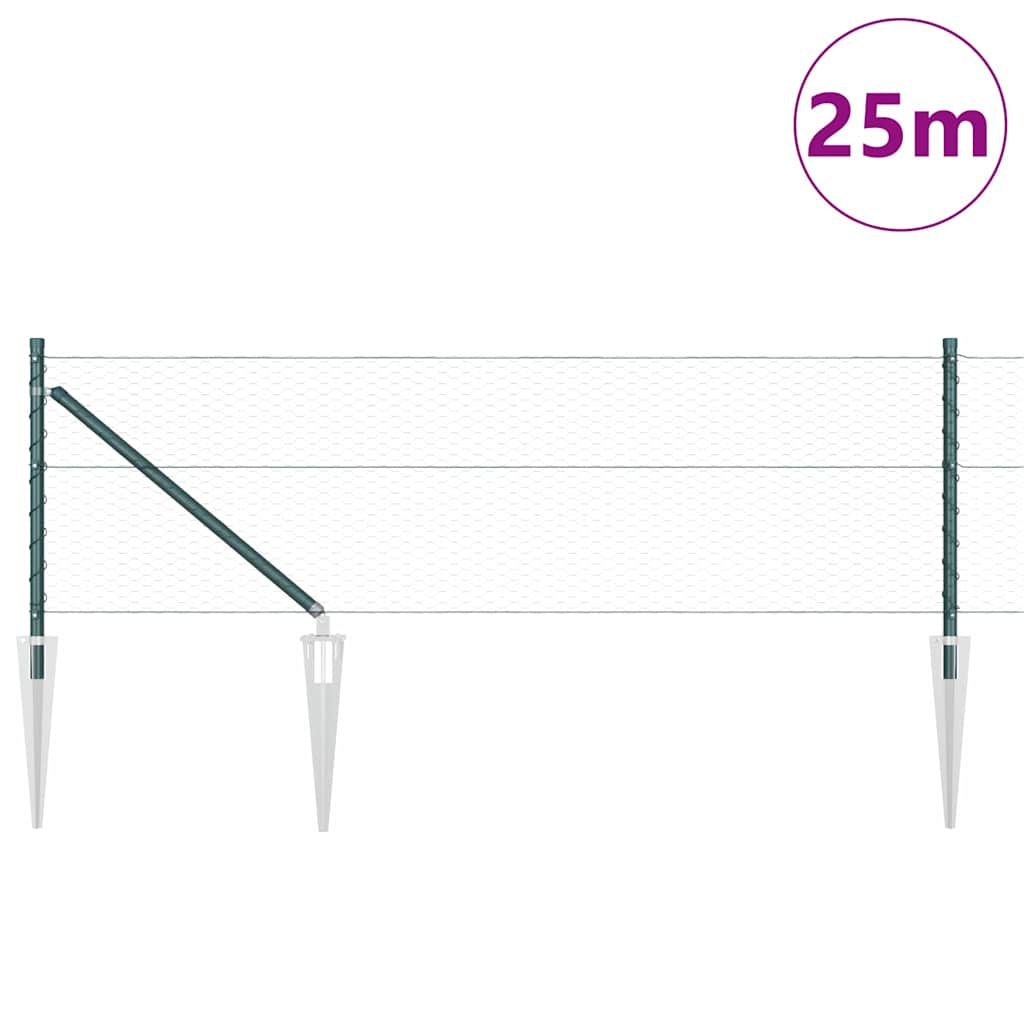 Vidaxl afrasteringspaal groen 25 x 0,6 m (25 mm gaas) staal en pvc
