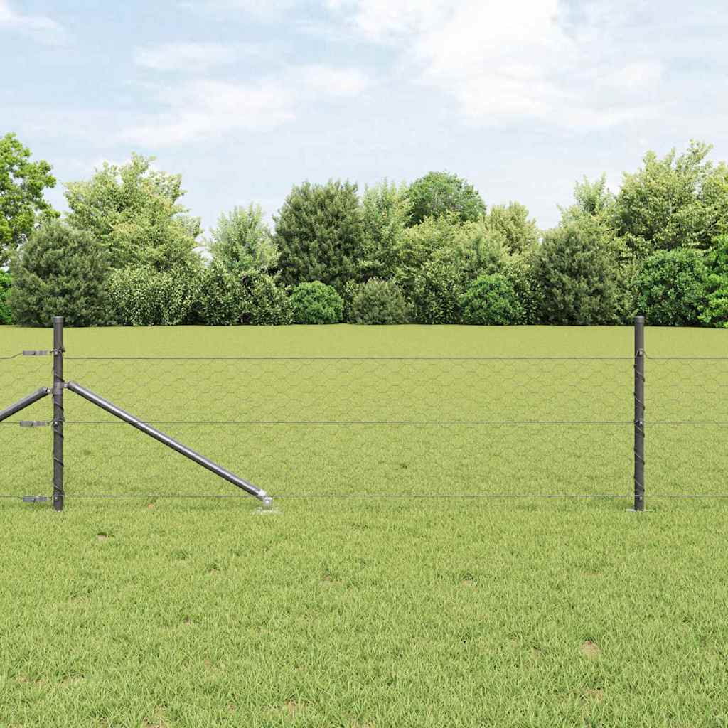Vidaxl afrasteringspaal grijs 10 x 0,8 m (50 mm gaas) staal en pvc