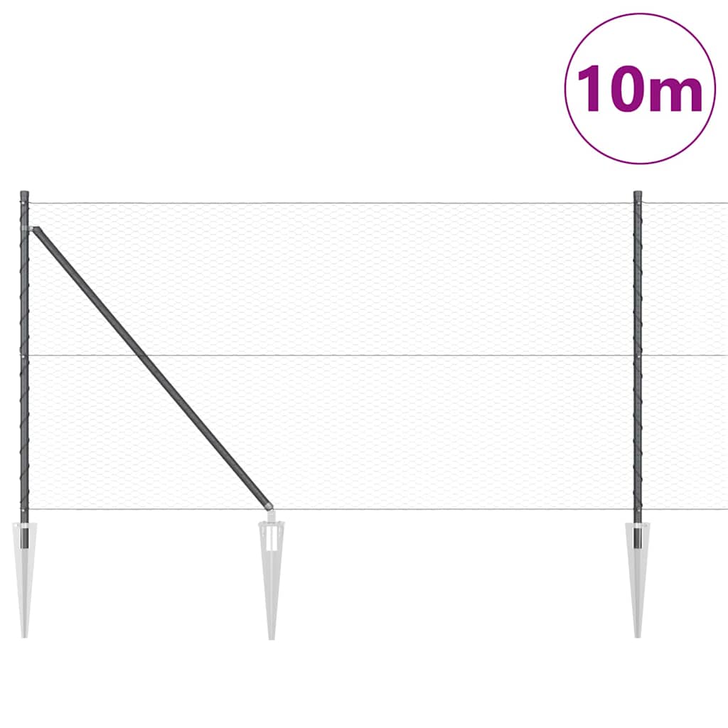 Vidaxl afrasteringspaal grijs 10 x 1 m (25 mm gaas) staal en pvc
