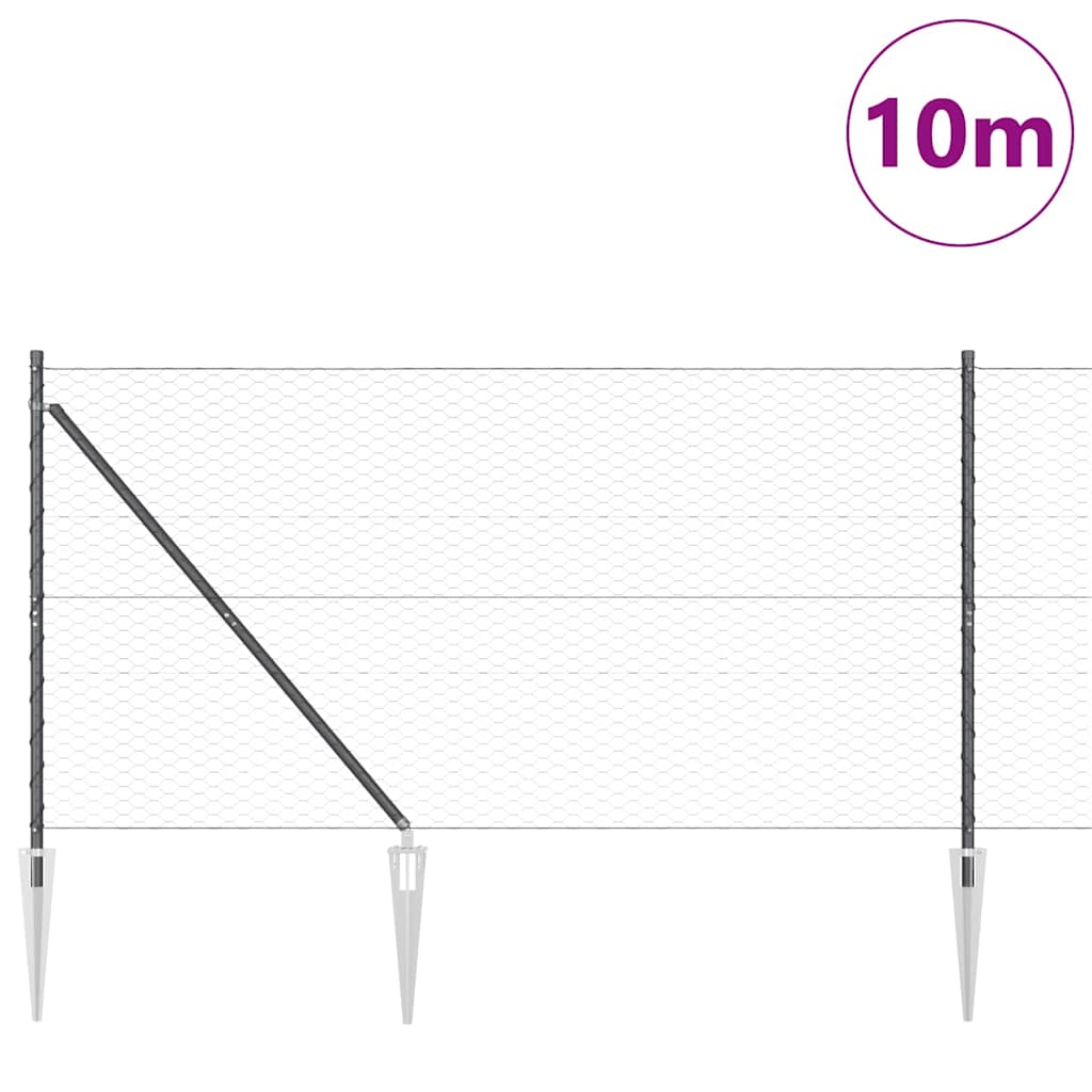 Vidaxl afrasteringspaal grijs 10 x 1,2 m (36 mm gaas) staal en pvc