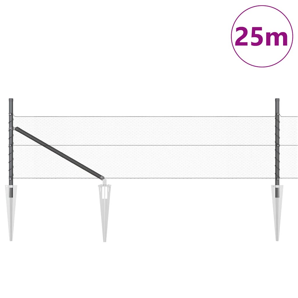 Vidaxl afrasteringspaal grijs 25 x 0,4 m (13 mm gaas) staal en pvc