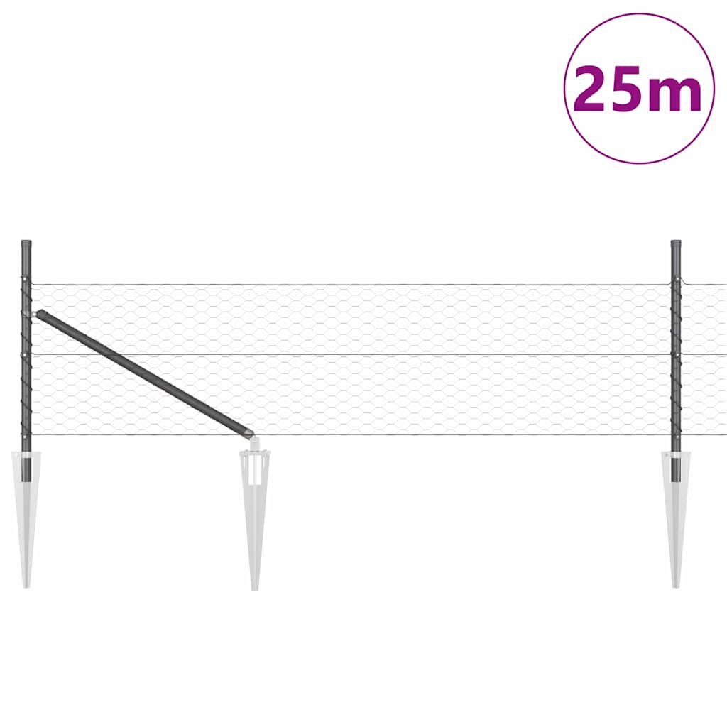 Vidaxl afrasteringspaal grijs 25 x 0,4 m (36 mm gaas) staal en pvc