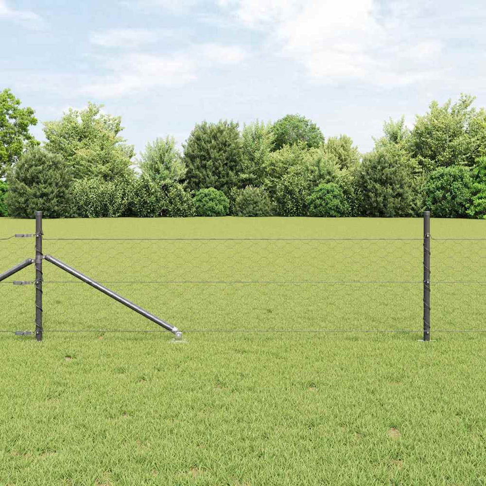 Vidaxl afrasteringspaal grijs 25 x 0,5 m (50 mm gaas) staal
