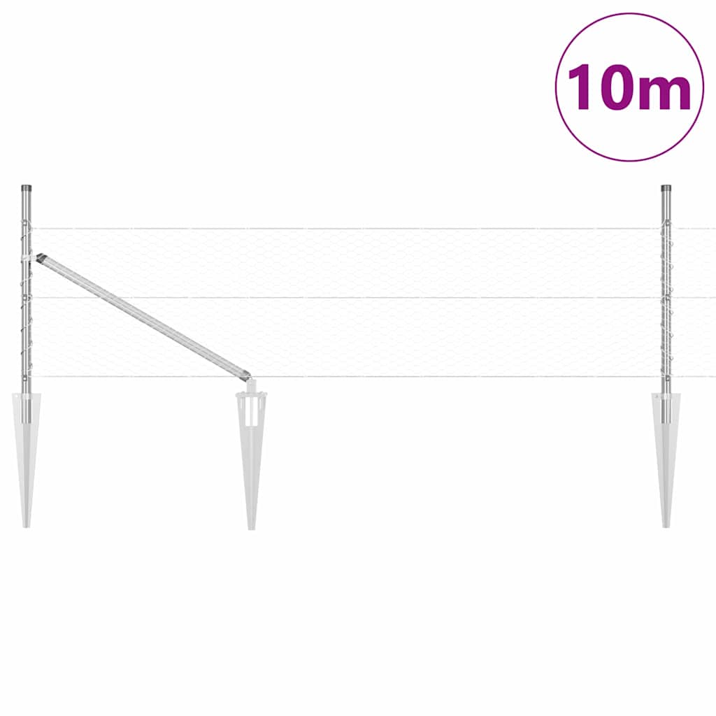 Vidaxl afrasteringspaal zilver 10 x 0,5 m (25 mm gaas) staal
