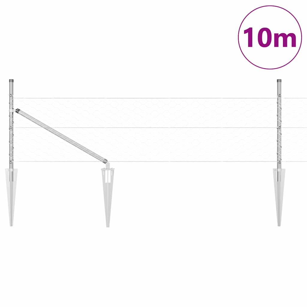 Vidaxl afrasteringspaal zilver 10 x 0,5 m (50 mm gaas) staal