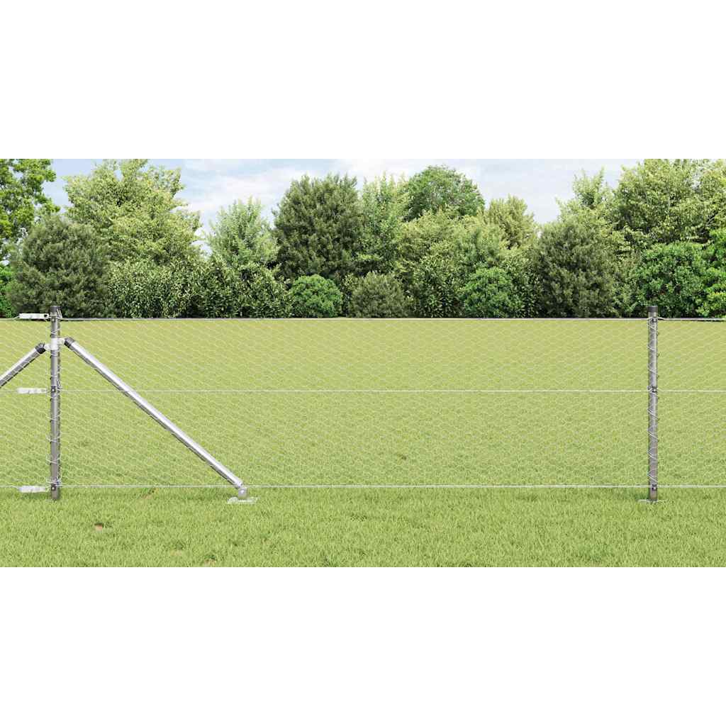 Vidaxl afrasteringspaal zilver 10 x 0,6 m (25 mm gaas) staal