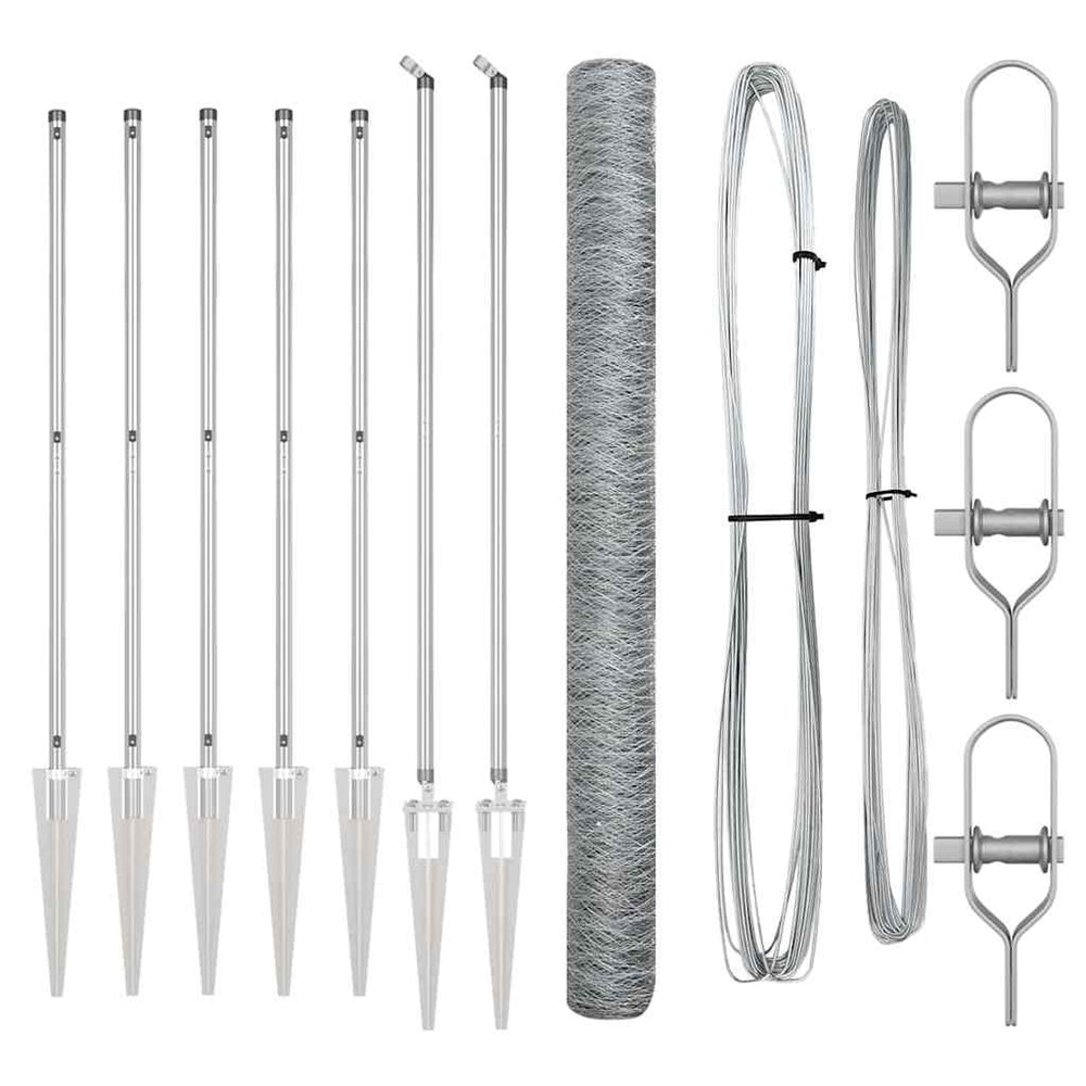 Vidaxl afrasteringspaal zilver 10 x 1,5 m (36 mm gaas) staal