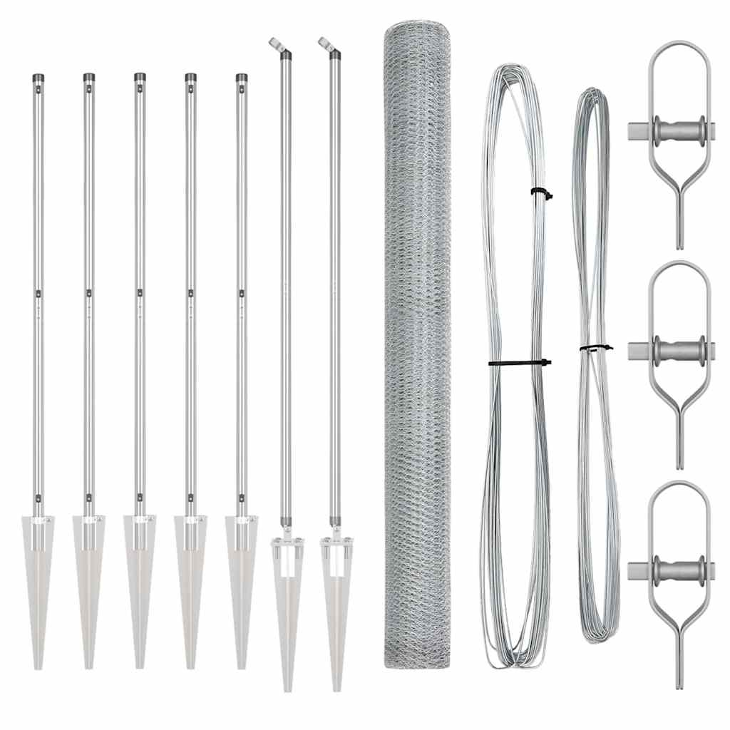 Vidaxl afrasteringspaal zilver 10 x 1,6 m (13 mm gaas) staal