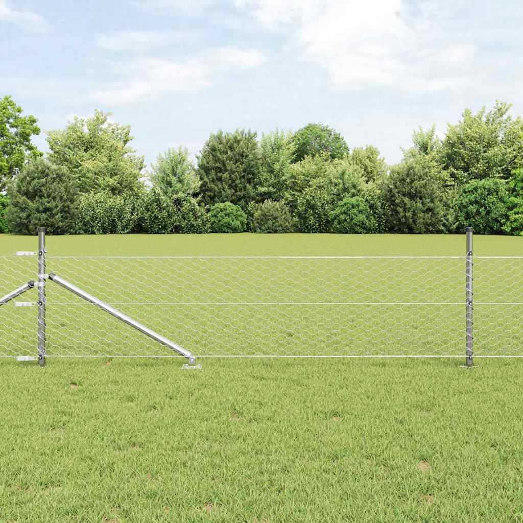 Vidaxl afrasteringspaal zilver 25 x 0,5 m (36 mm gaas) staal