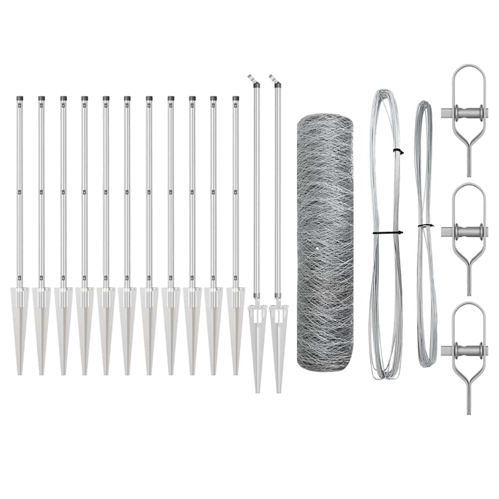 Vidaxl afrasteringspaal zilver 25 x 0,5 m (36 mm gaas) staal