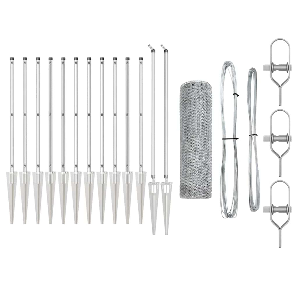 Vidaxl afrasteringspaal zilver 25 x 0,8 m (13 mm gaas) staal
