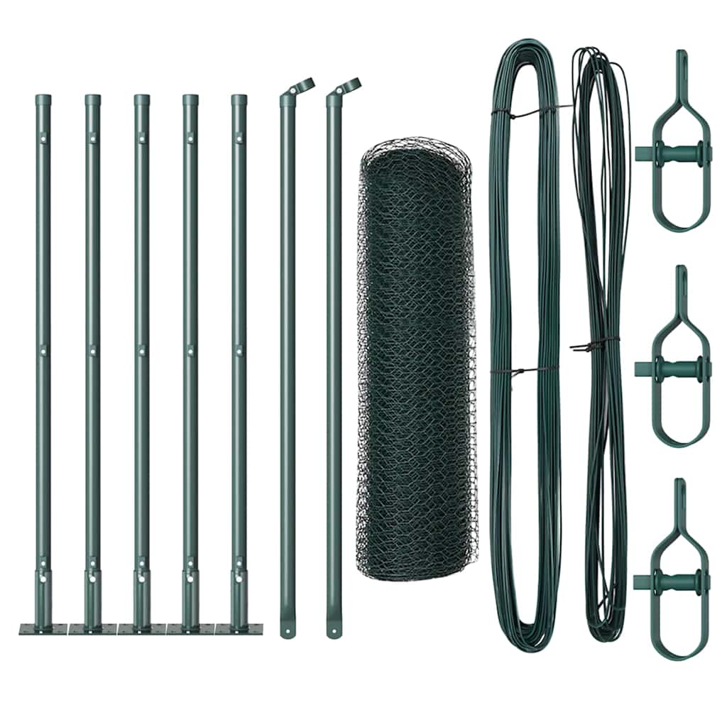 Vidaxl afrasteringspaal groen 10 x 0,6 m (25 mm gaas) staal en pvc