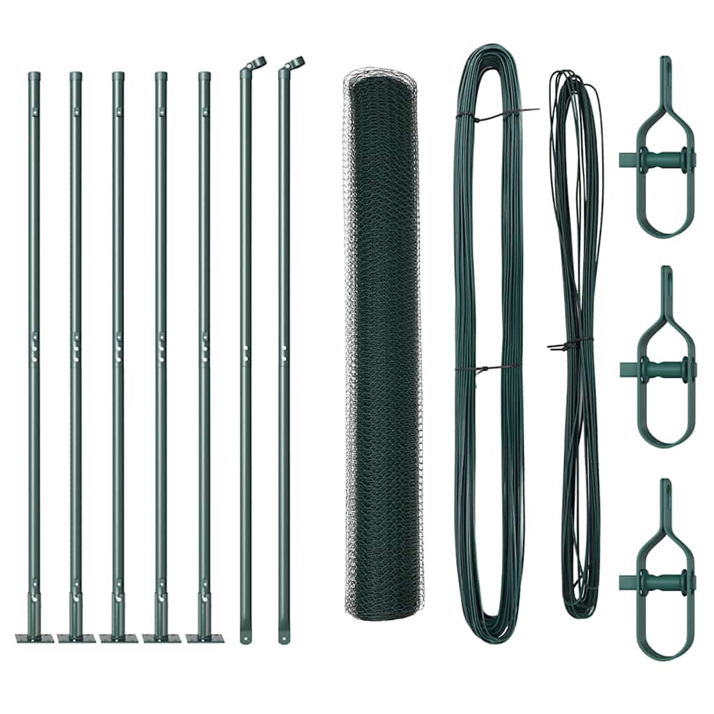 Vidaxl afrasteringspaal groen 10 x 0,8 m (25 mm gaas) staal en pvc