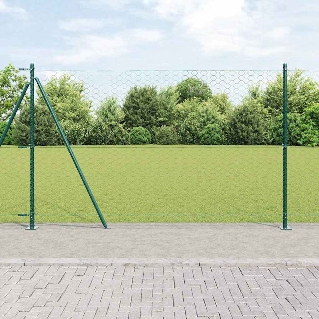 Vidaxl afrasteringspaal groen 10 x 1,4 m (50 mm gaas) staal en pvc