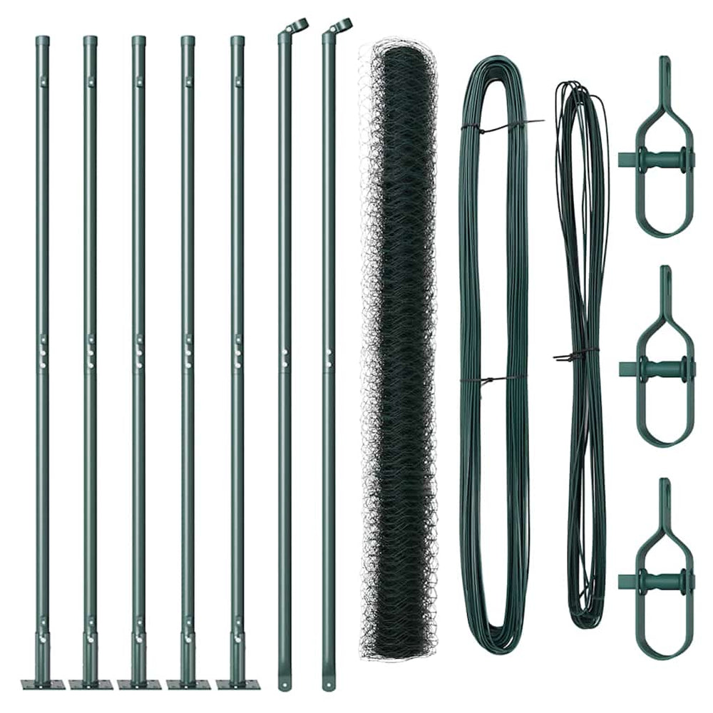 Vidaxl afrasteringspaal groen 10 x 1,5 m (36 mm gaas) staal en pvc