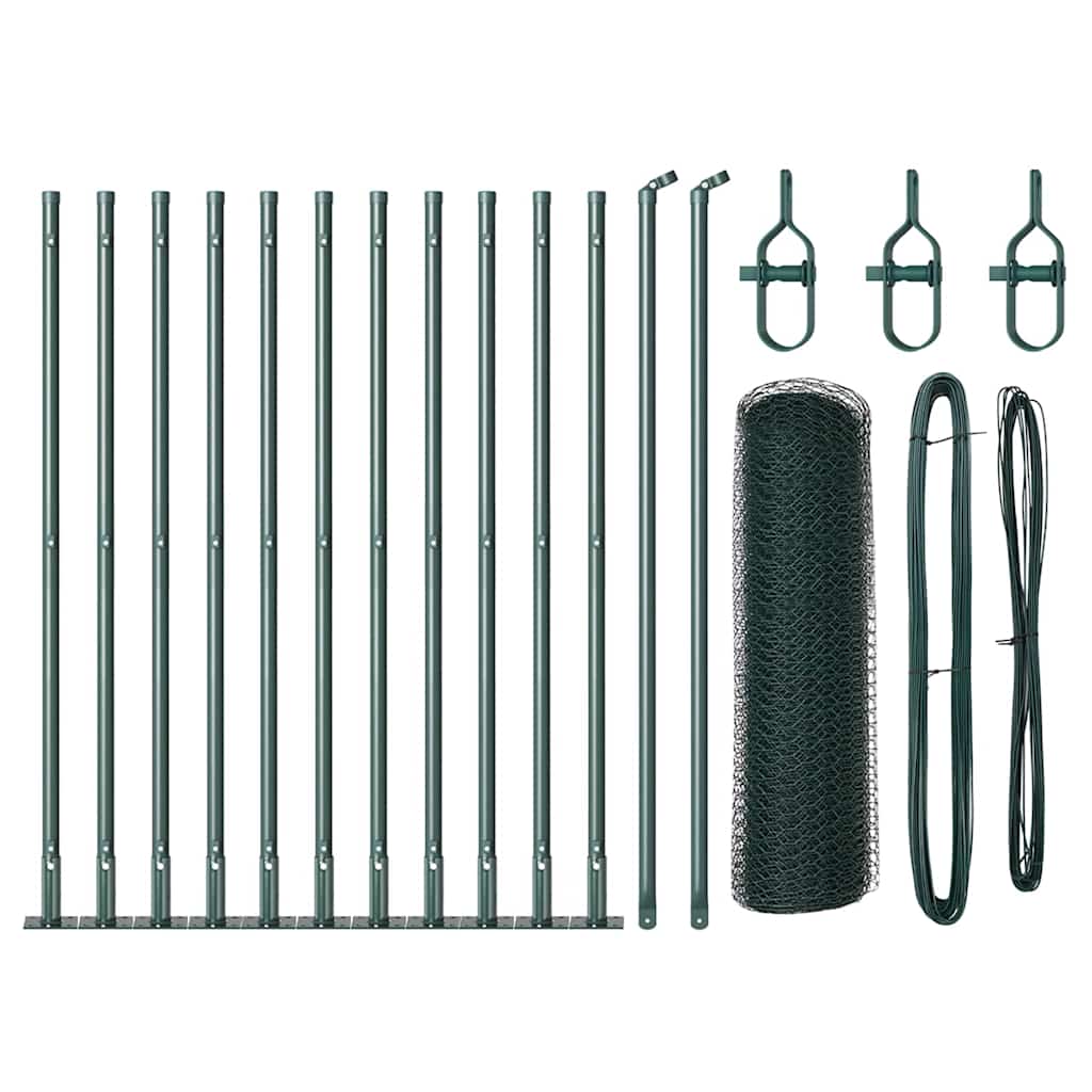 Vidaxl afrasteringspaal groen 25 x 0,4 m (13 mm gaas) staal en pvc