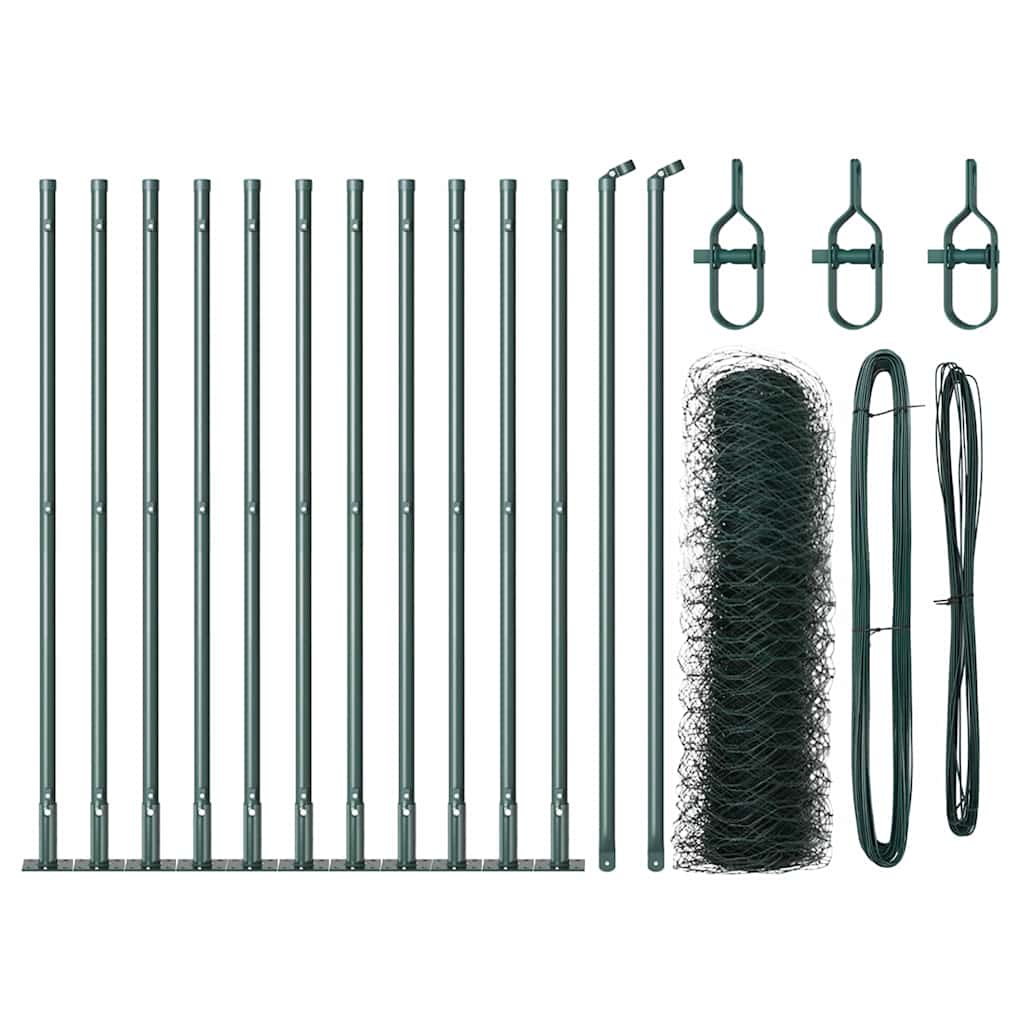Vidaxl afrasteringspaal groen 25 x 0,4 m (36 mm gaas) staal en pvc