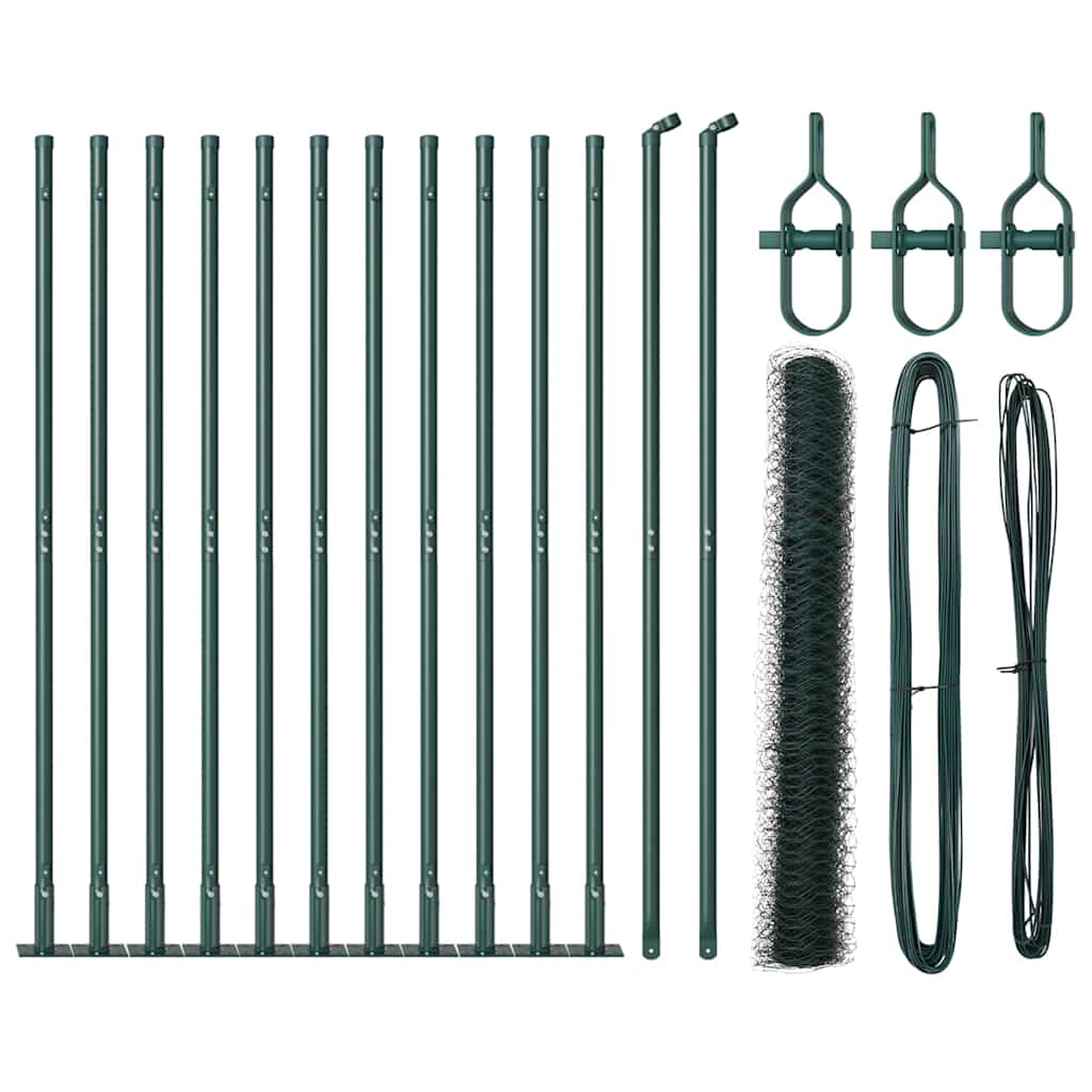 Vidaxl afrasteringspaal groen 25 x 0,8 m (50 mm gaas) staal en pvc