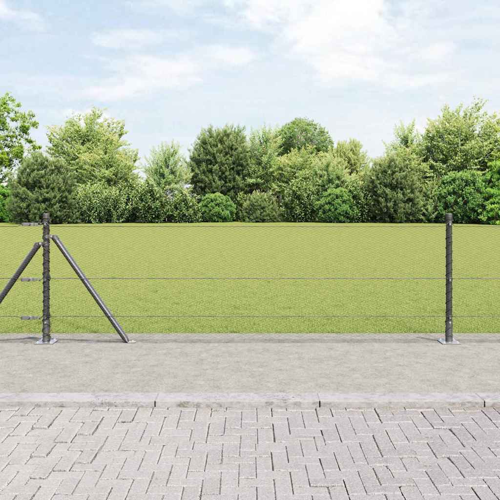 Vidaxl afrasteringspaal grijs 25 x 0,4 m (13 mm gaas) staal en pvc
