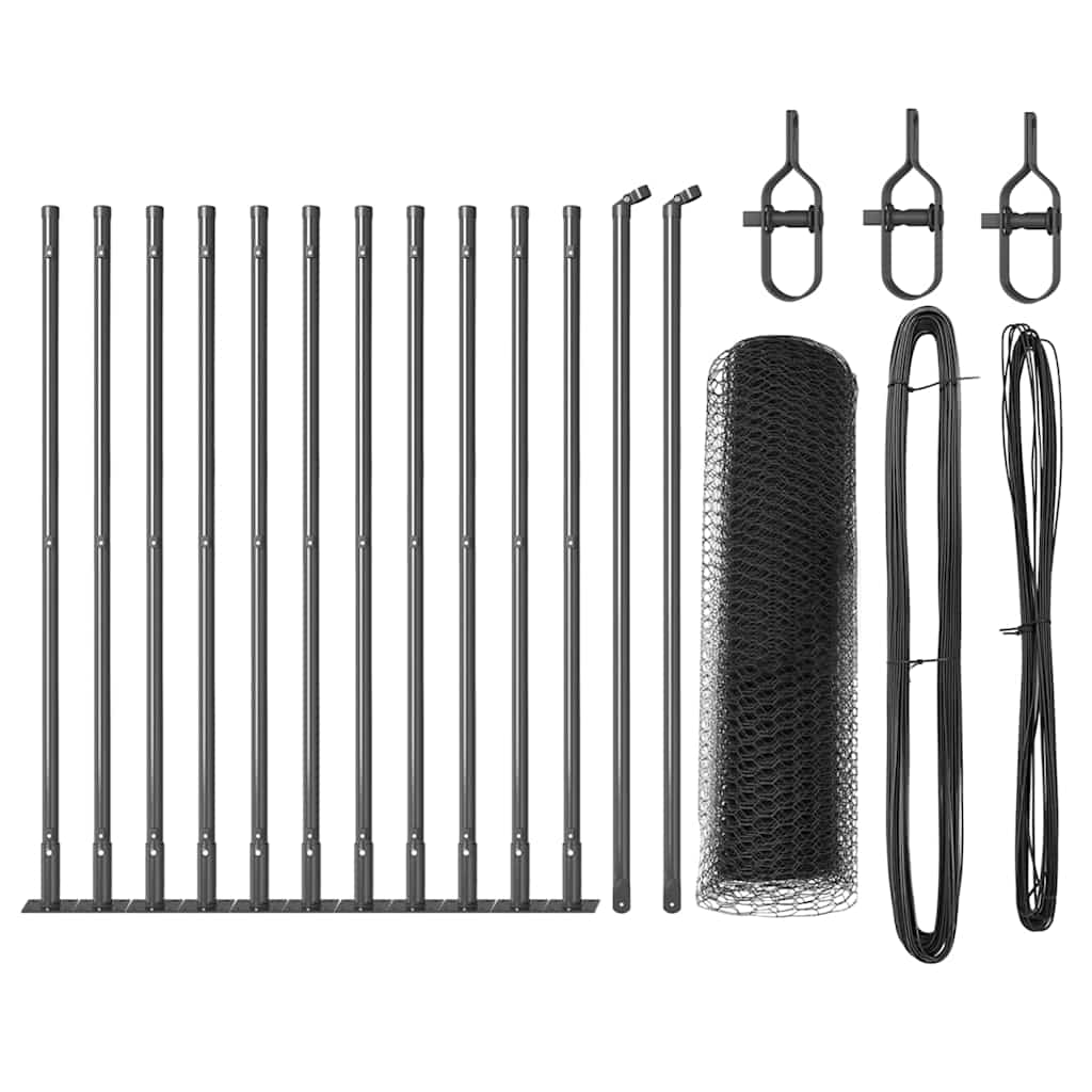 Vidaxl afrasteringspaal grijs 25 x 0,4 m (13 mm gaas) staal en pvc