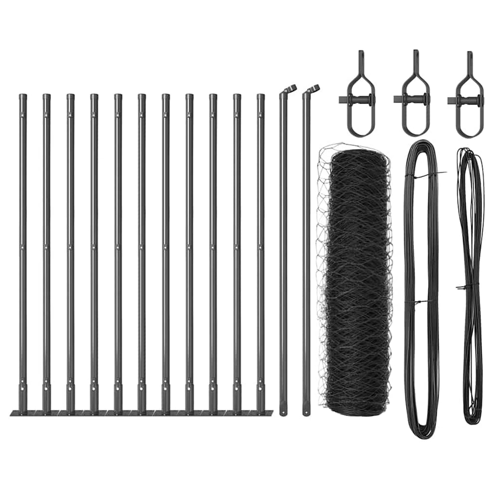 Vidaxl afrasteringspaal grijs 25 x 0,4 m (36 mm gaas) staal en pvc