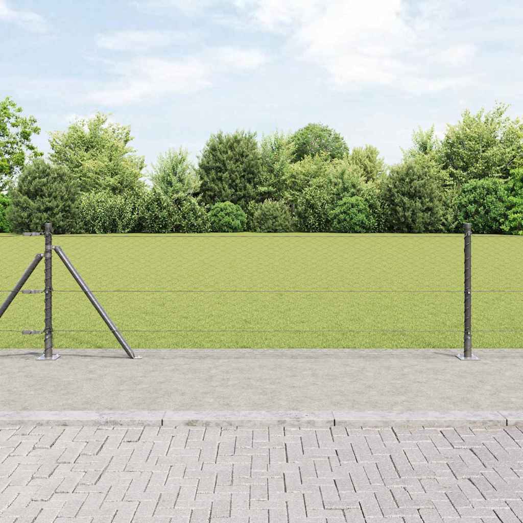 Vidaxl afrasteringspaal grijs 25 x 0,6 m (25 mm gaas) staal en pvc