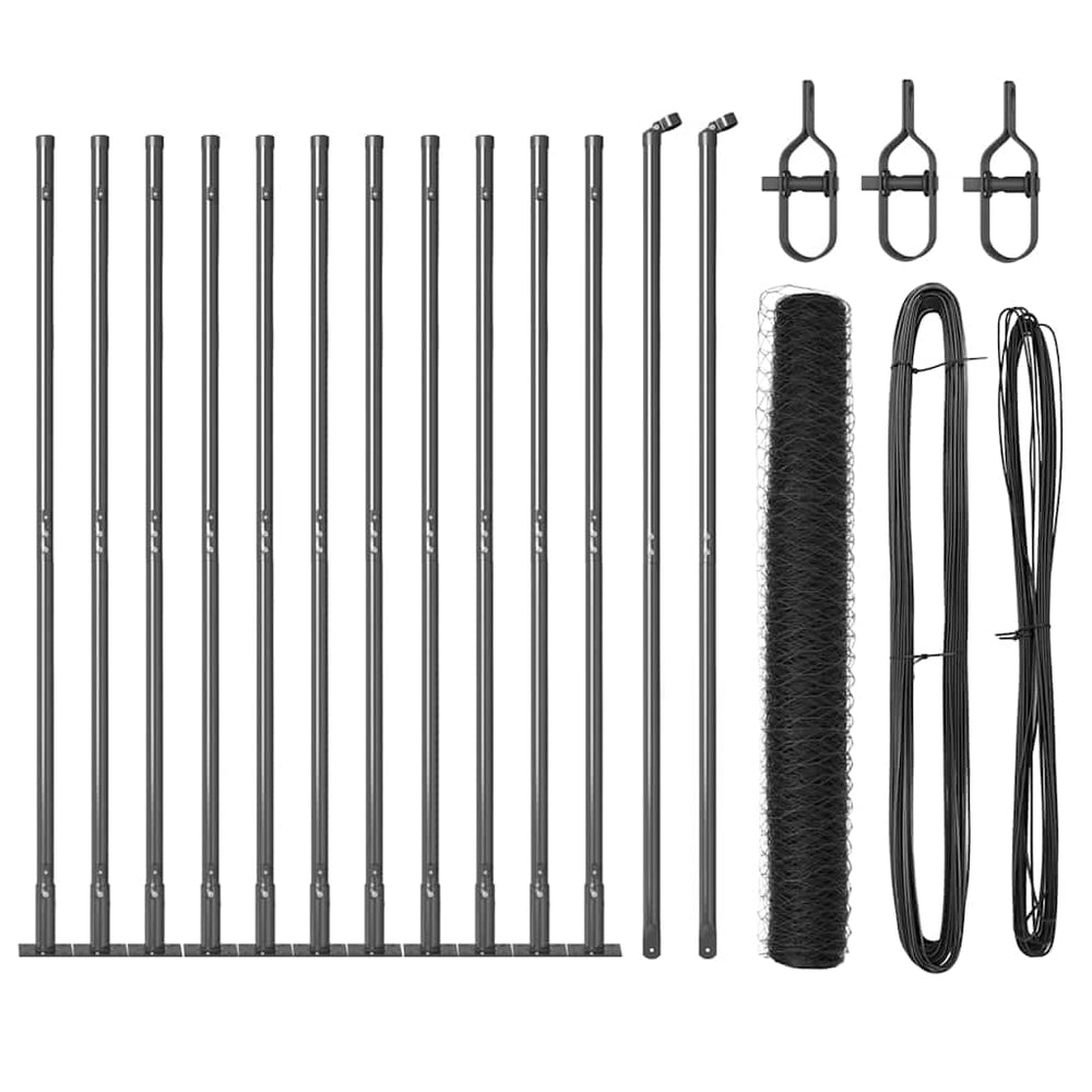 Vidaxl afrasteringspaal grijs 25 x 0,8 m (36 mm gaas) staal en pvc