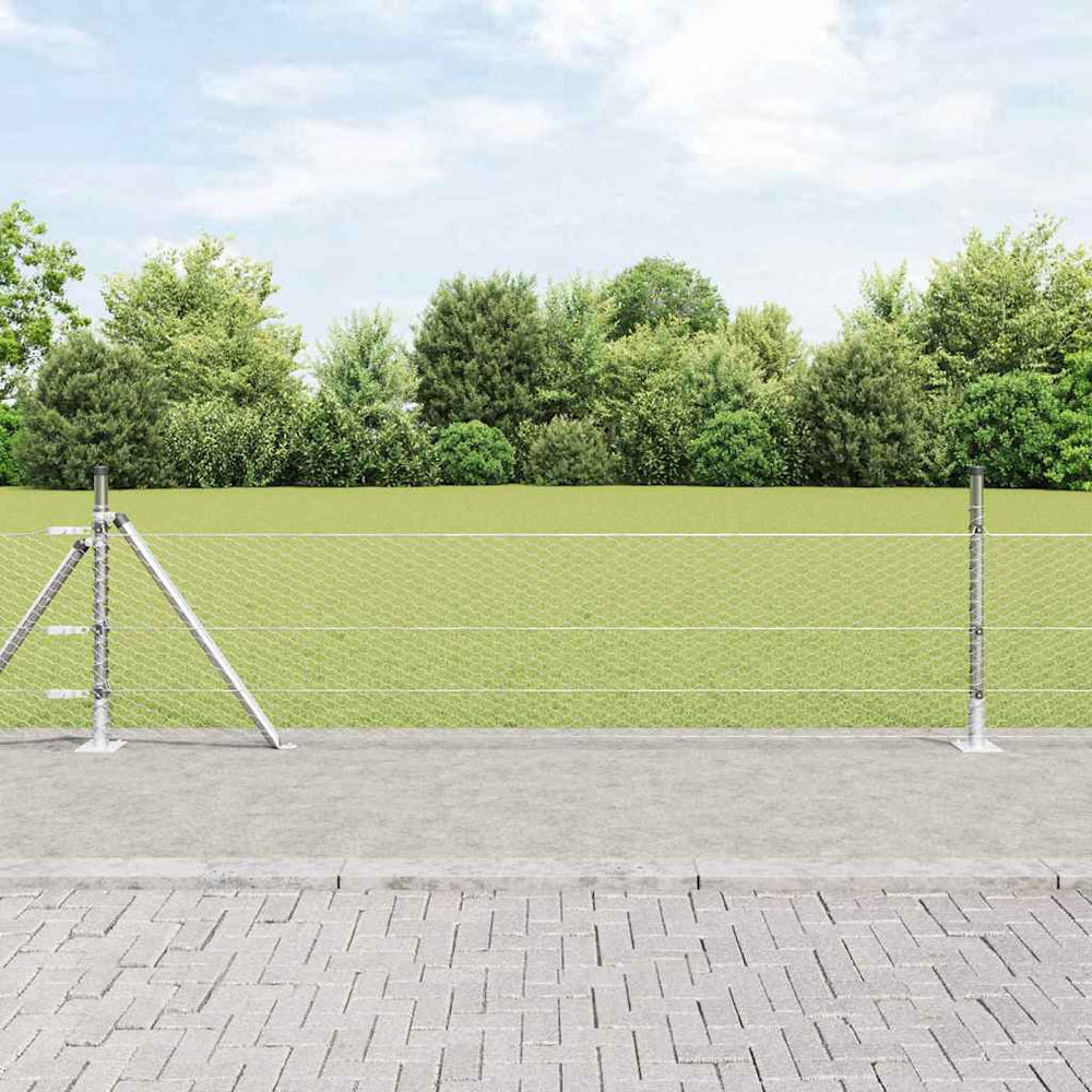 Vidaxl afrasteringspaal zilver 10 x 0,5 m (25 mm gaas) staal
