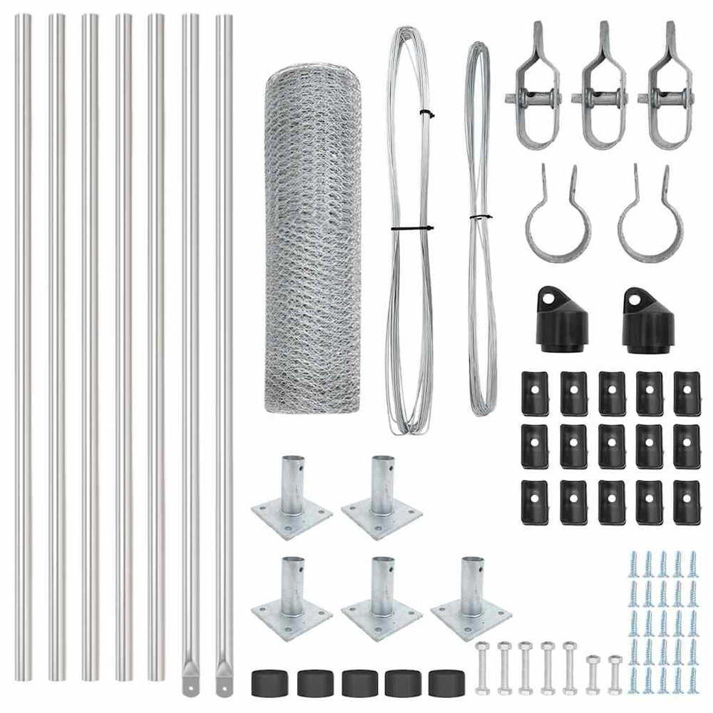 Vidaxl afrasteringspaal zilver 10 x 0,5 m (25 mm gaas) staal