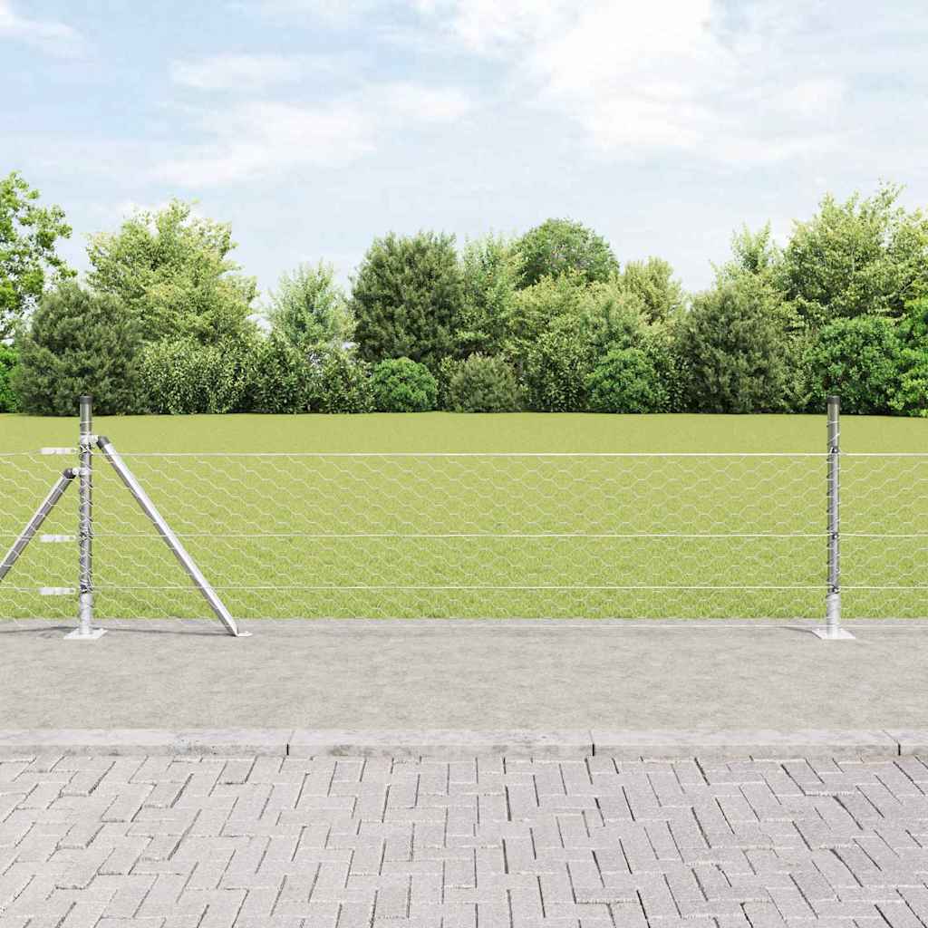 Vidaxl afrasteringspaal zilver 10 x 0,5 m (50 mm gaas) staal