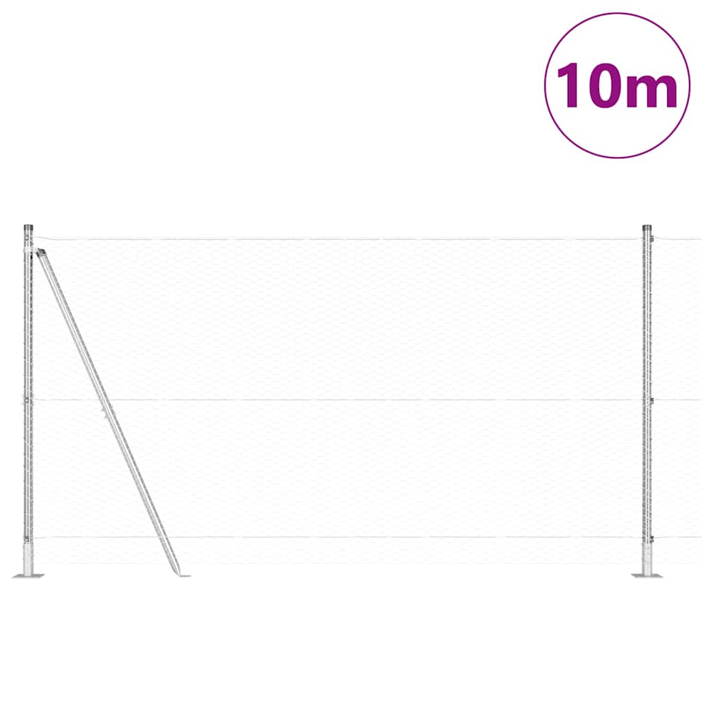 Vidaxl afrasteringspaal zilver 10 x 1,2 m (25 mm gaas) staal