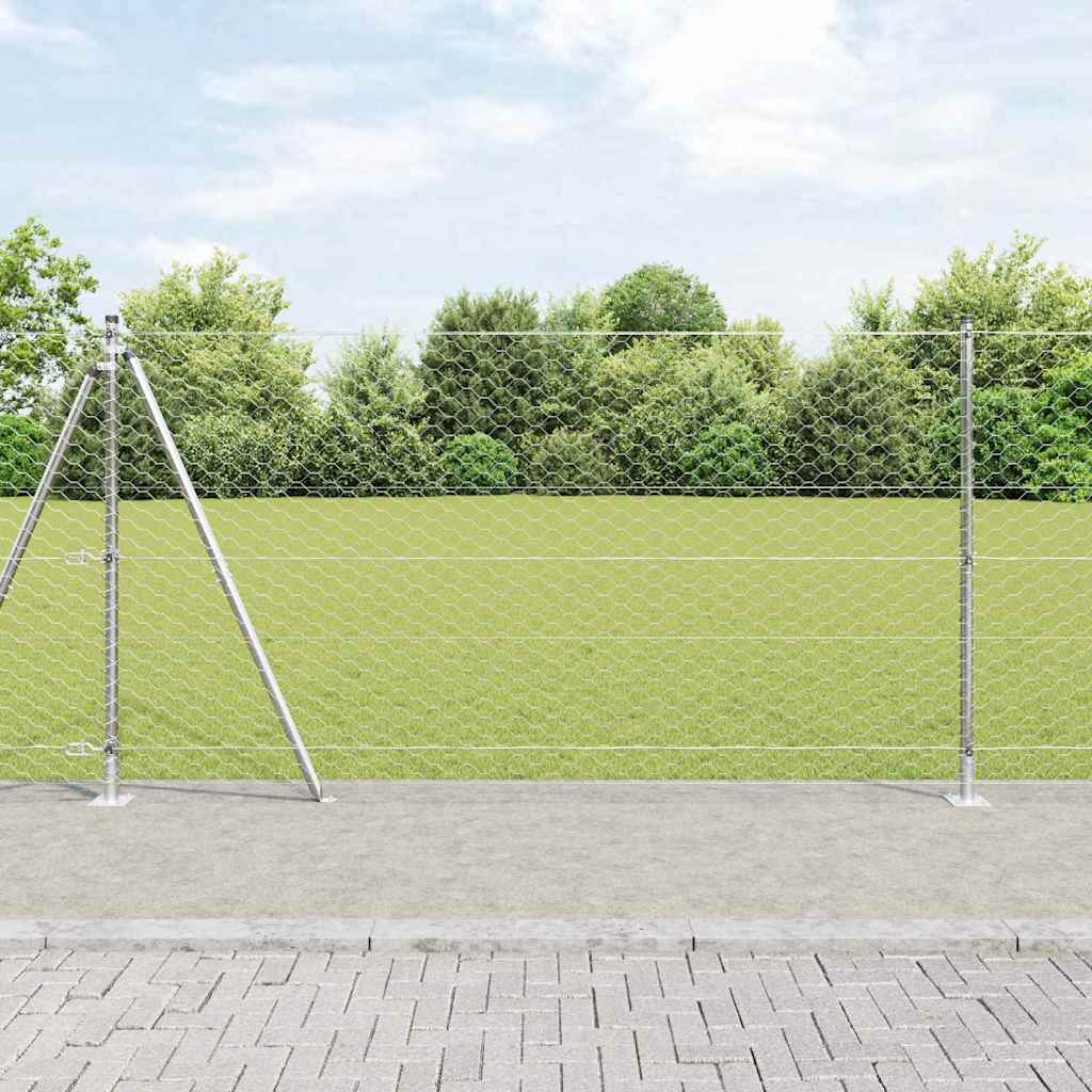 Vidaxl afrasteringspaal zilver 10 x 1,2 m (50 mm gaas) staal