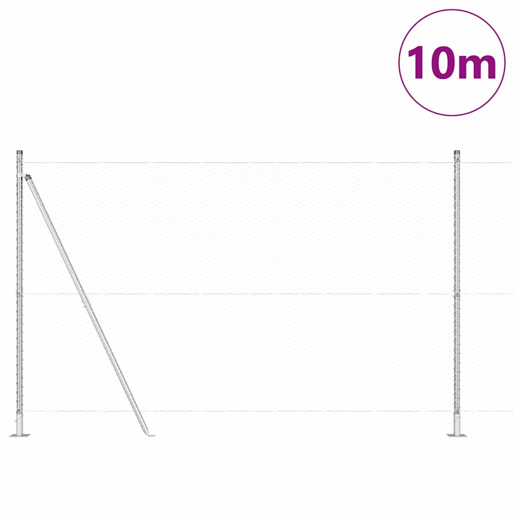 Vidaxl afrasteringspaal zilver 10 x 1,5 m (25 mm gaas) staal