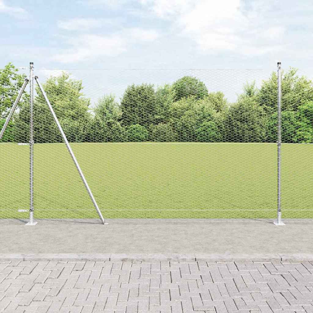 Vidaxl afrasteringspaal zilver 10 x 1,6 m (25 mm gaas) staal
