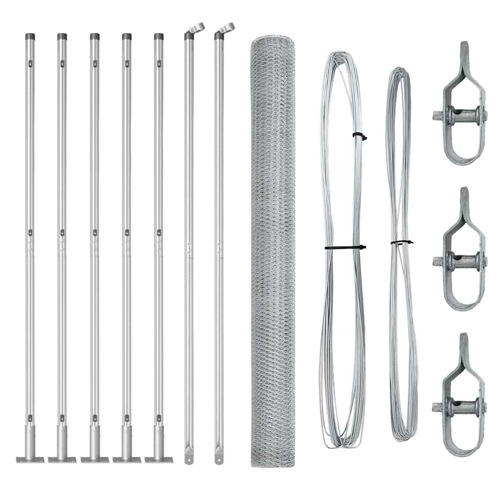 Vidaxl afrasteringspaal zilver 10 x 1,6 m (25 mm gaas) staal