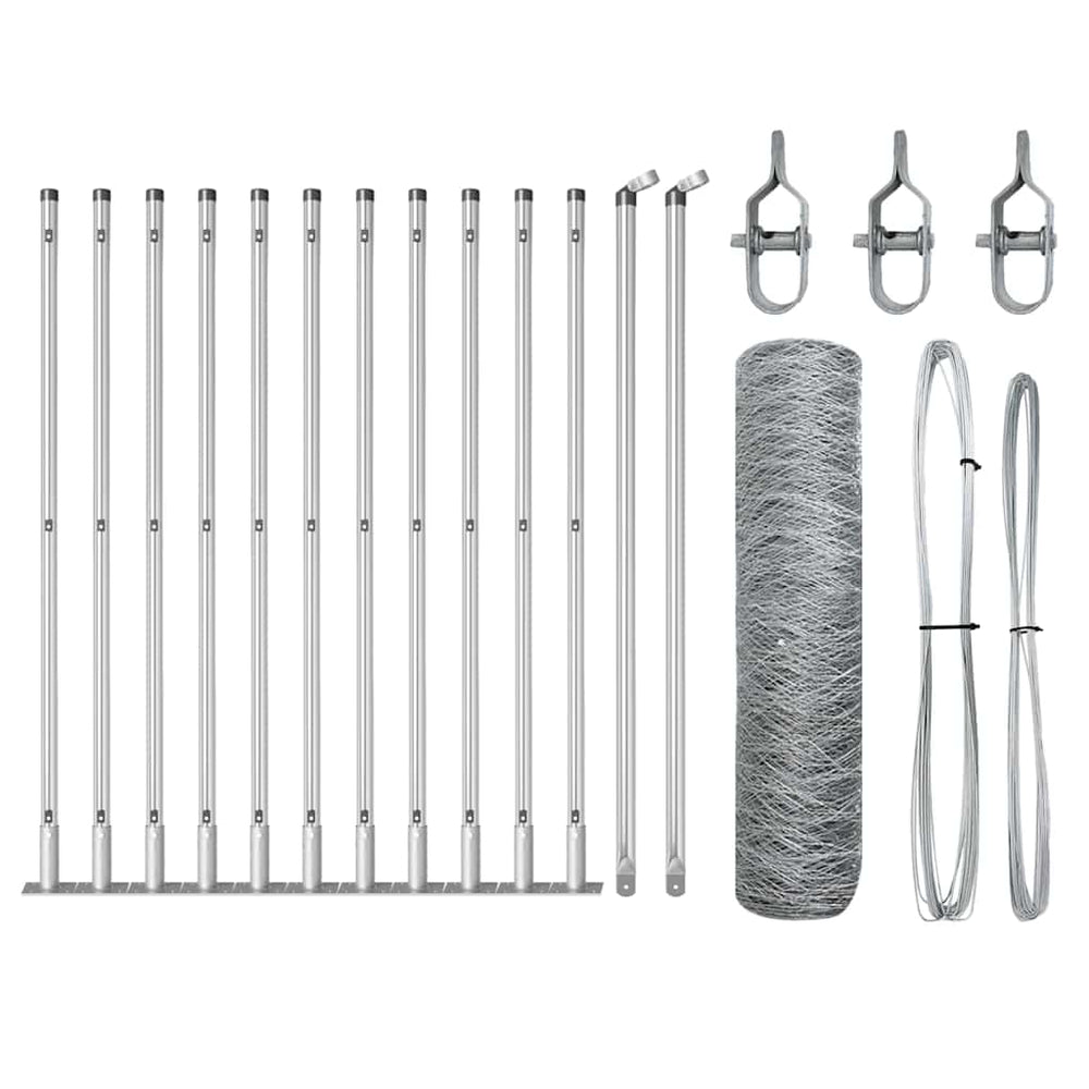 Vidaxl afrasteringspaal zilver 25 x 0,4 m (50 mm gaas) staal