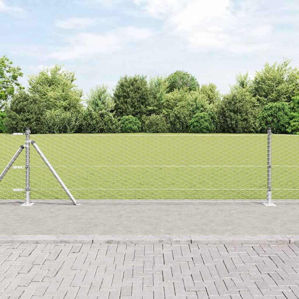 Vidaxl afrasteringspaal zilver 25 x 0,5 m (36 mm gaas) staal