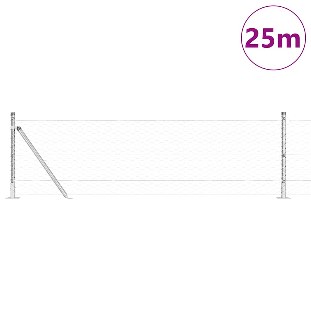 Vidaxl afrasteringspaal zilver 25 x 0,5 m (36 mm gaas) staal