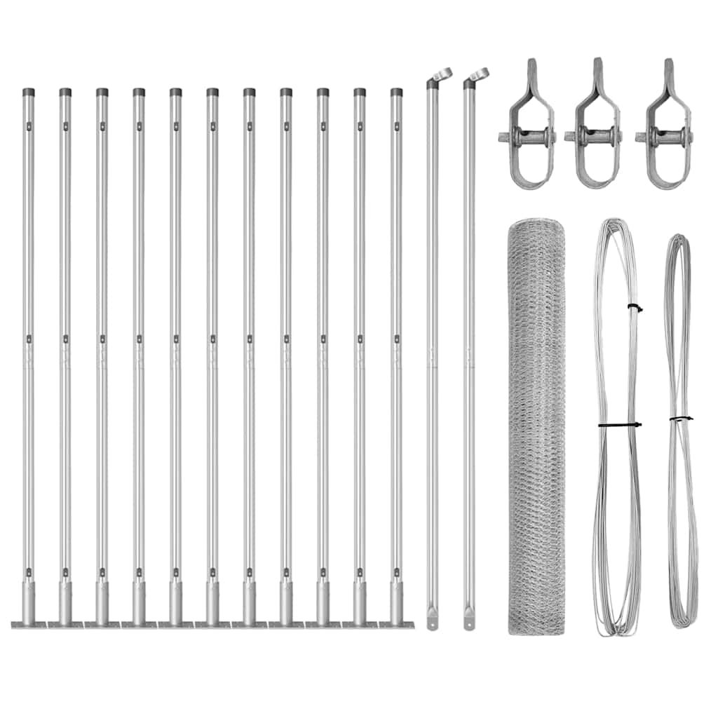 Vidaxl afrasteringspaal zilver 25 x 1 m (13 mm gaas) staal