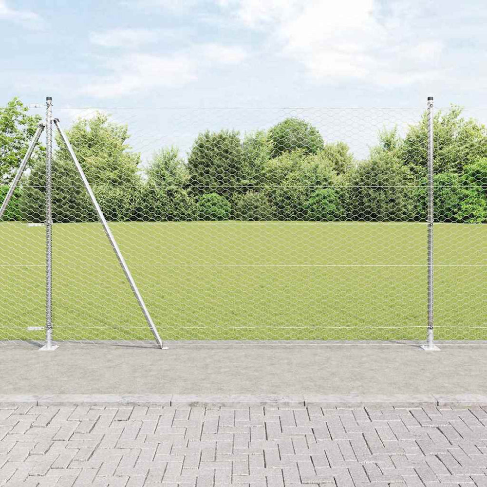 Vidaxl afrasteringspaal zilver 25 x 1,5 m (36 mm gaas) staal
