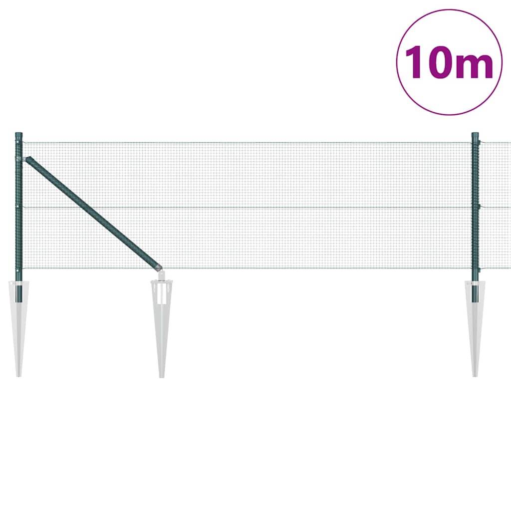Vidaxl afrasteringspaal groen 10 x 0,5 m (12 x 12 mm mesh) staal