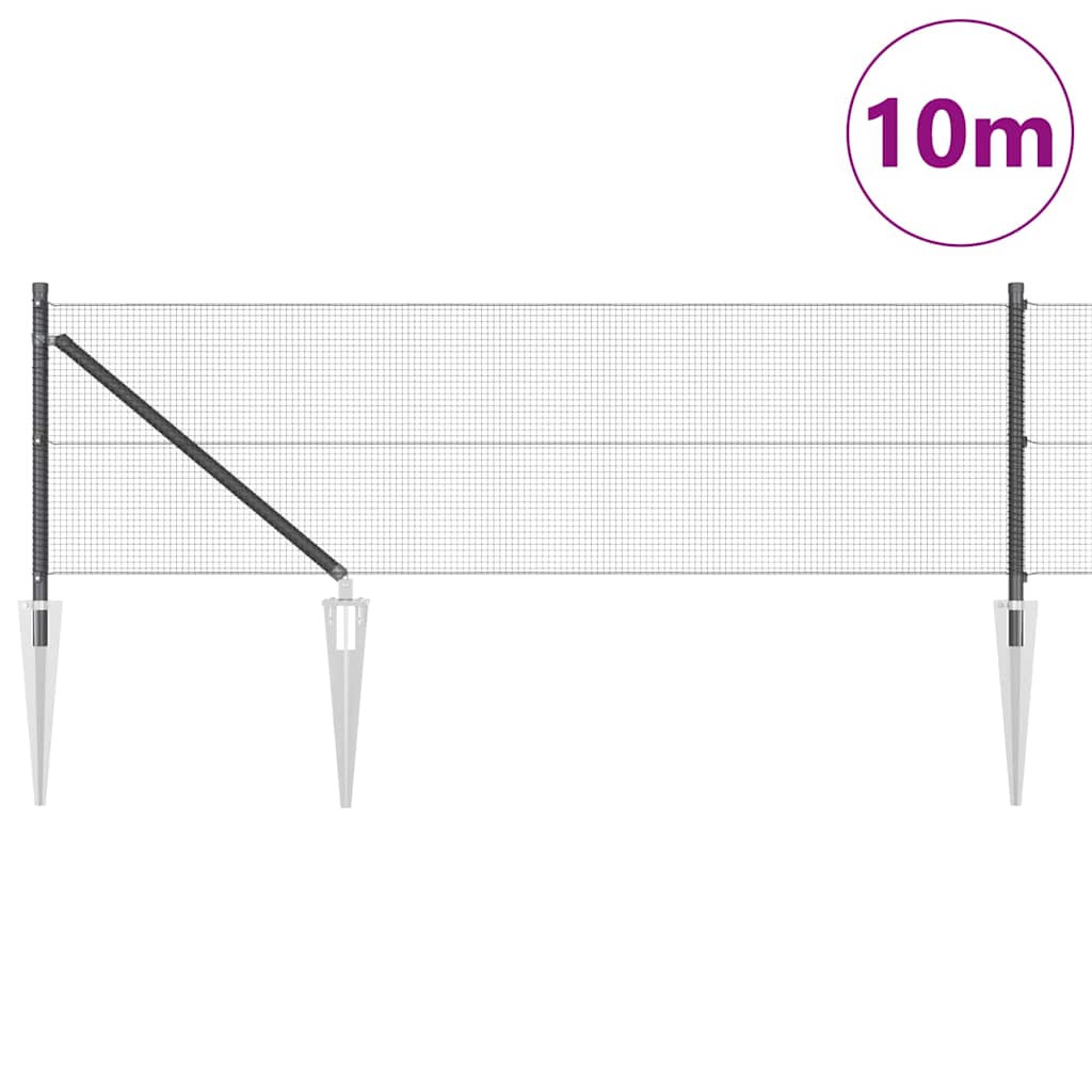 Vidaxl afrasteringspaal grijs 10 x 0,5 m (12 x 12 mm mesh) staal