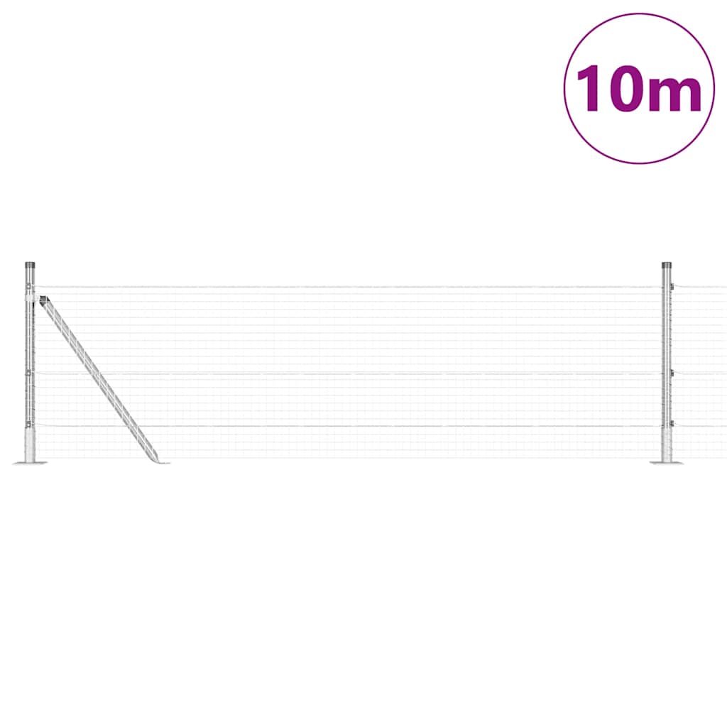 Vidaxl afrasteringspaal zilver 10 x 0,5 m (25 x 25 mm gaas) staal
